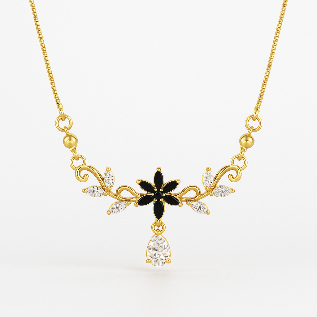 Partywear Gold Pendant With Chain