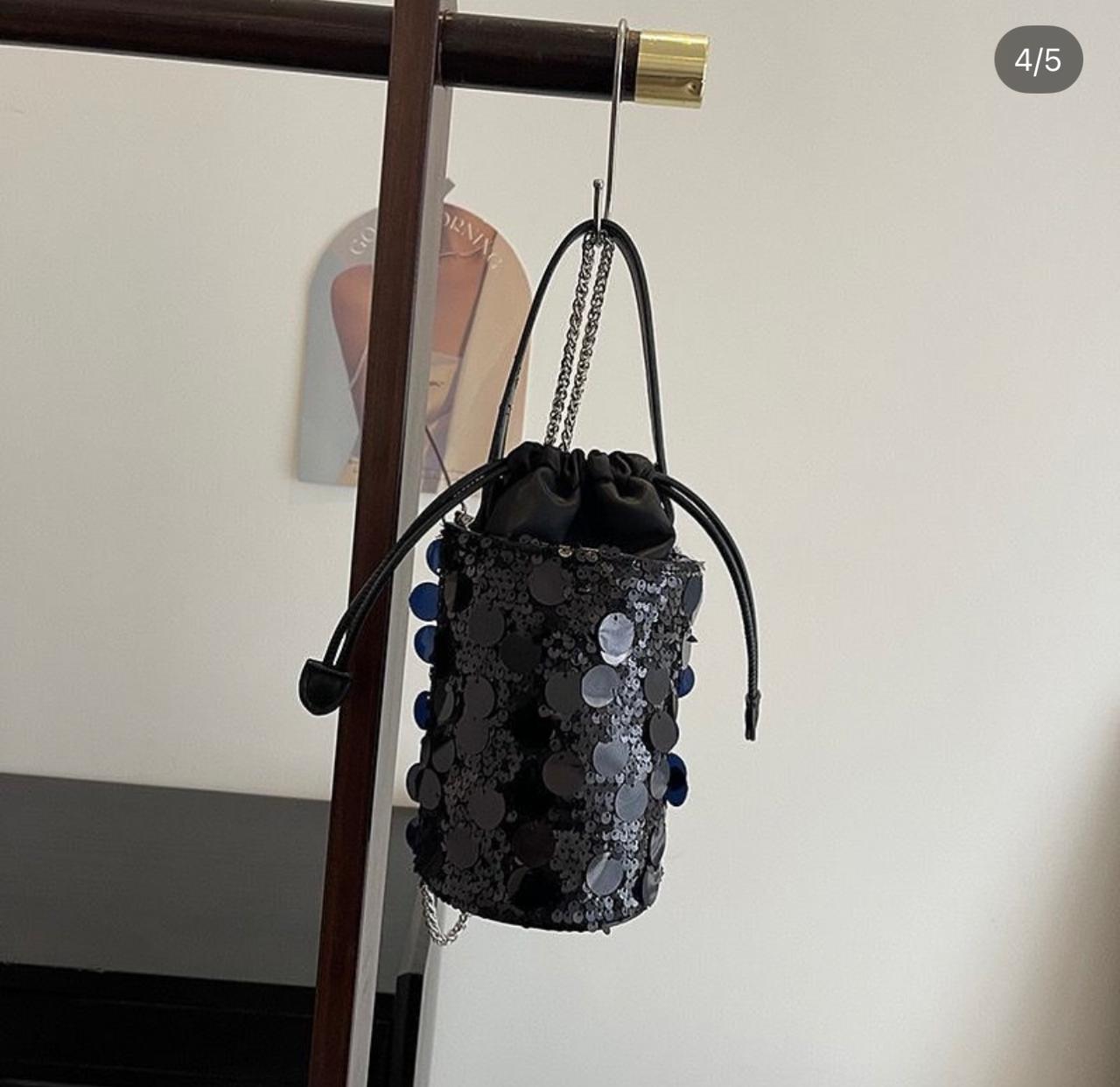 The Bucket bag Sequins - Black
