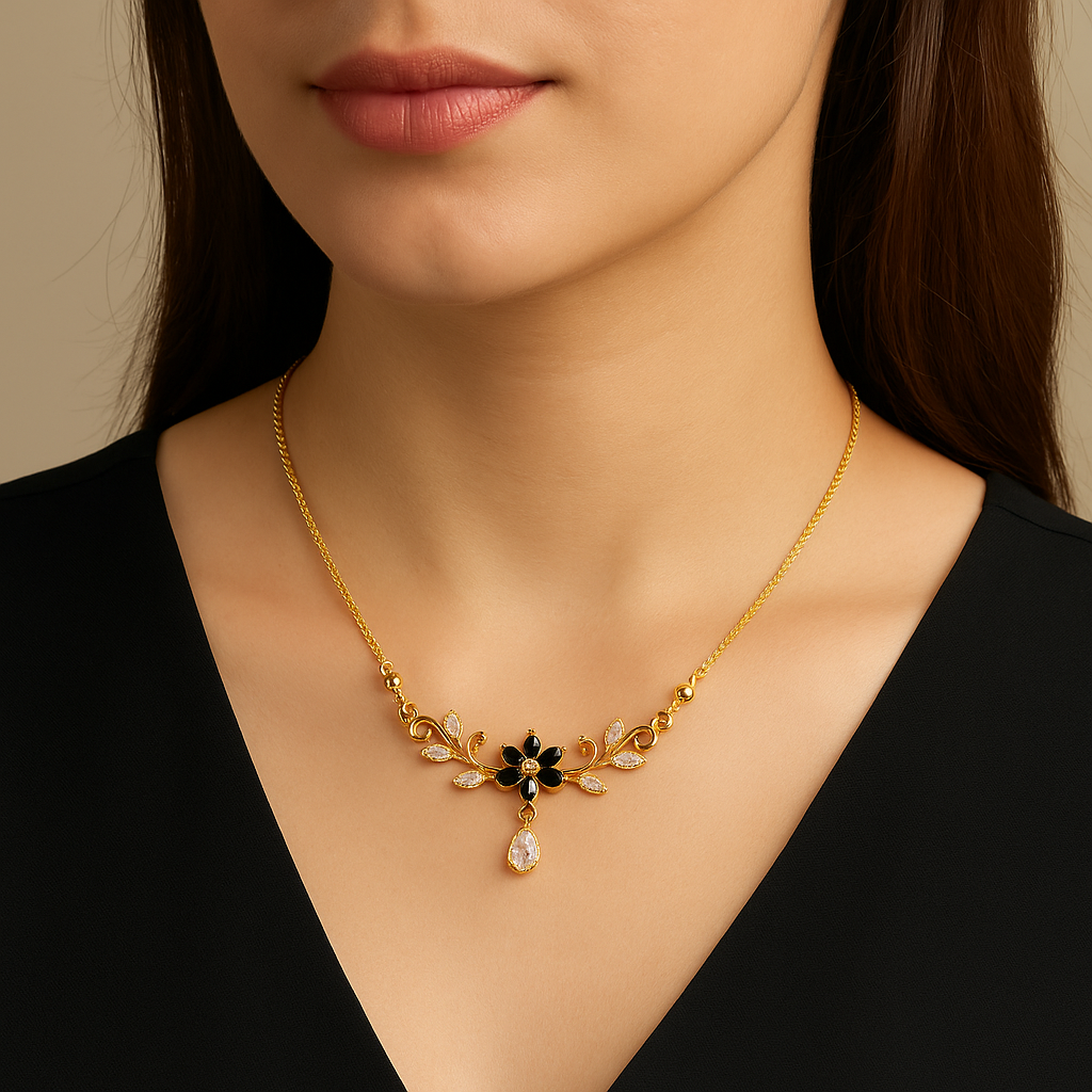 Partywear Gold Pendant With Chain