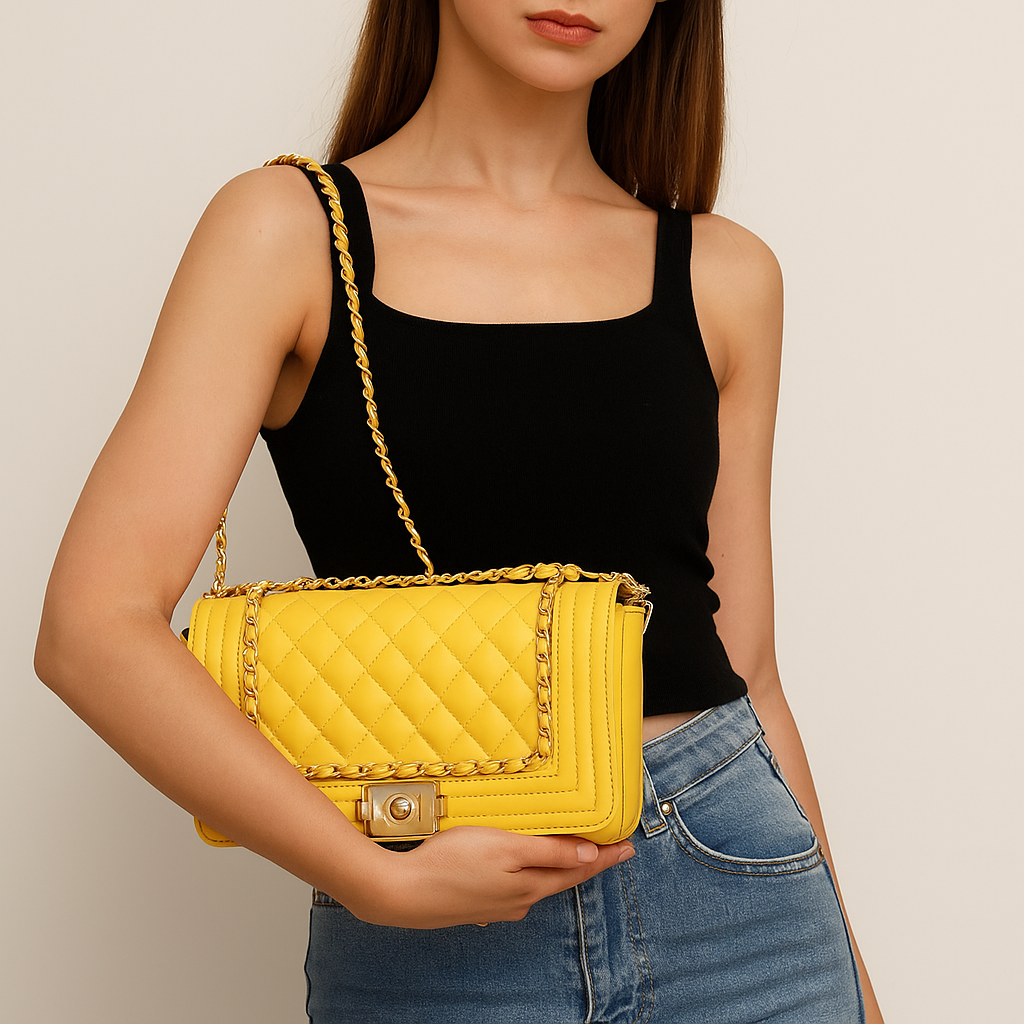 Fashion Pure Color Pattern Soft Leather Women Shoulder Bag